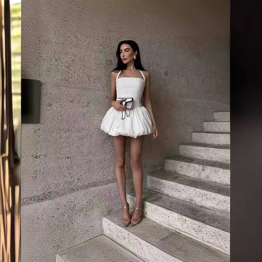 Damen luftiges Sommerkleid mit schulterfreiem Design R&B