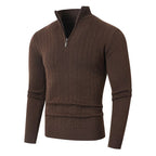 Herren stylischer Strickpullover mit hohem Stehkragen und durchgehendem Reißverschluss R&B