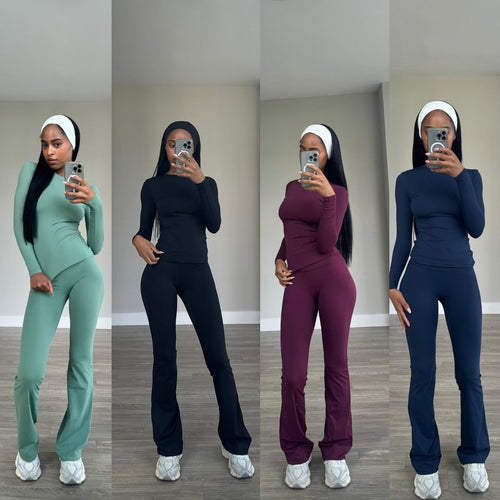 Damen Sportliches Langarmoberteil und Leggings-Set mit atmungsaktivem Stoff R&B