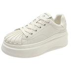 Damen Sneaker mit modischem Plateau und plissierter Vorderkappe R&B