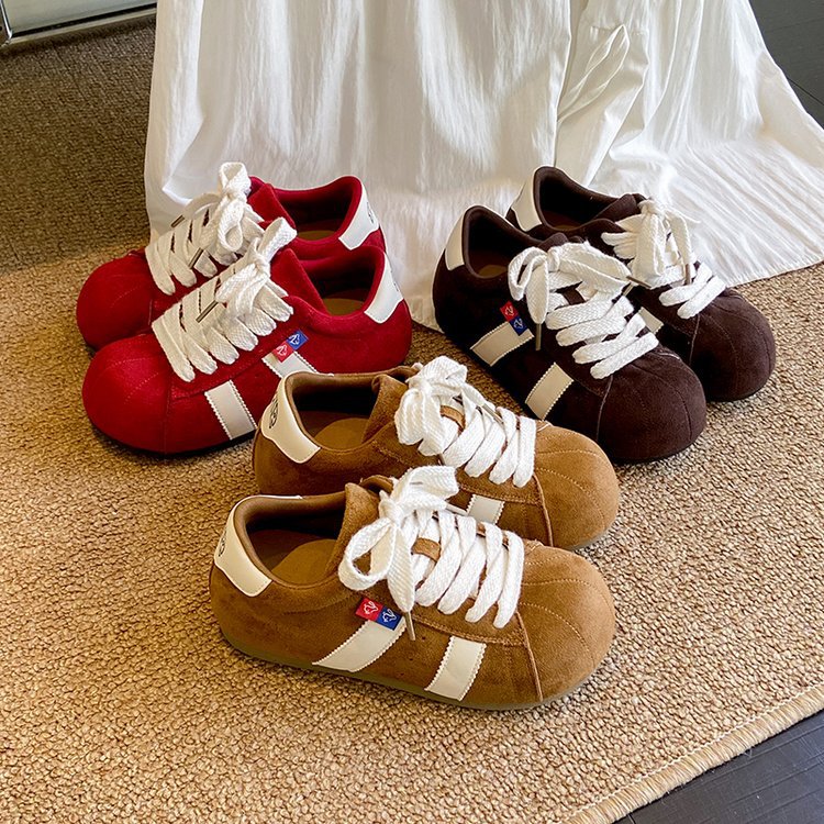 Damen sportliche Sneakers mit robustem Wildleder und elastischem Schnürsystem R&B