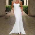 Damen Elegantes Langarm-Maxikleid mit schulterfreiem Design und fließendem Stoff R&B