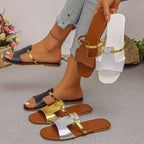 Damen Elegante Slipper mit modischem Goldakzent und ergonomischem Fußbett R&B