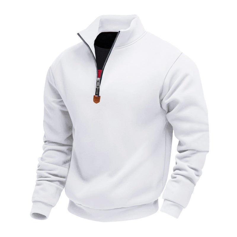 Herren sportlicher Pullover mit halbem Reißverschluss und modischem Stehkragen R&B