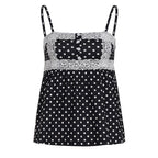 Damen Spaghetti-Trägertop mit süßem Spitzenbesatz und Polka-Dots R&B