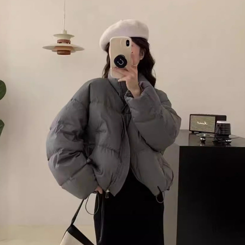 Damen Oversized Pufferjacke mit elastischem Bund und seitlichen Reißverschlusstaschen R&B