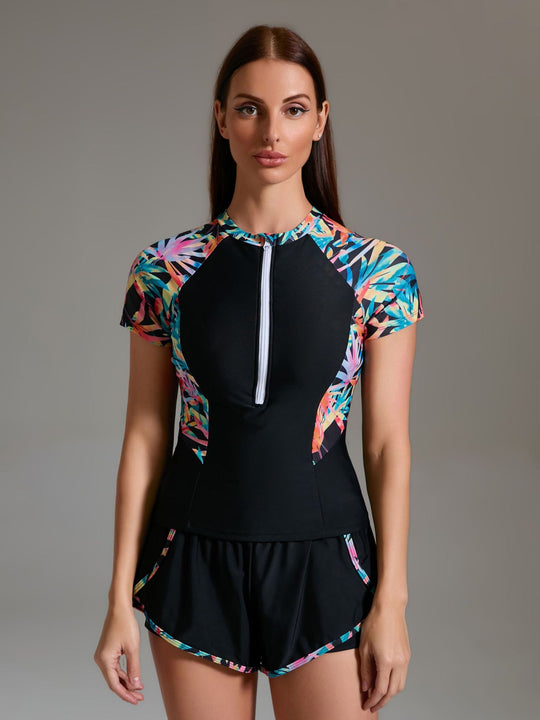 Damen Sportlicher Schwimmanzug mit innovativem Reißverschluss und stylischen kurzen Hosen R&B