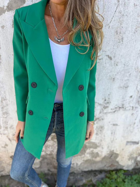 Damen Eleganter Double-Breasted Blazer mit zeitlosem Schnitt und leichten Schulterpolstern R&B