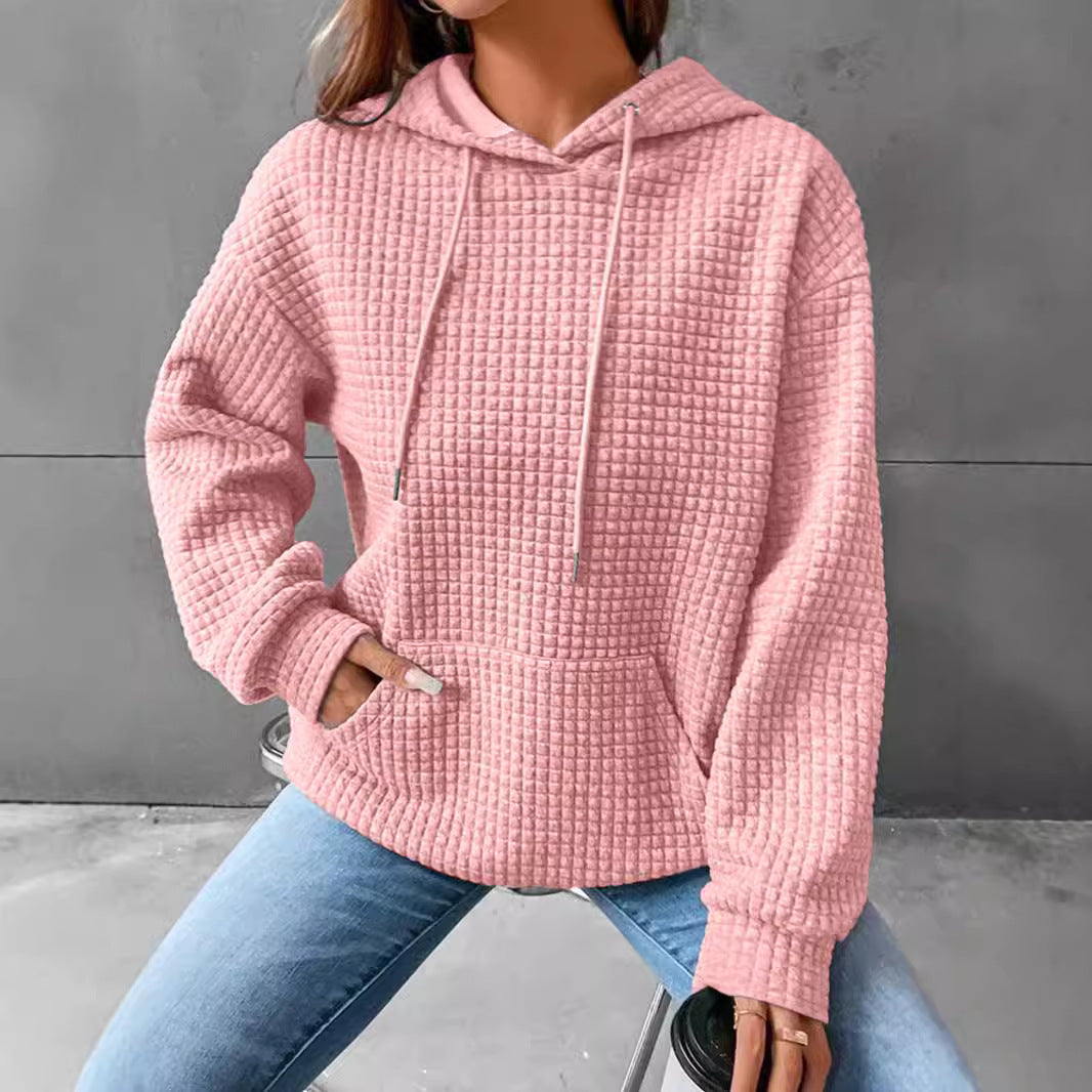 Damen stylischer Hoodie mit strukturiertem Material und Kängurutasche R&B