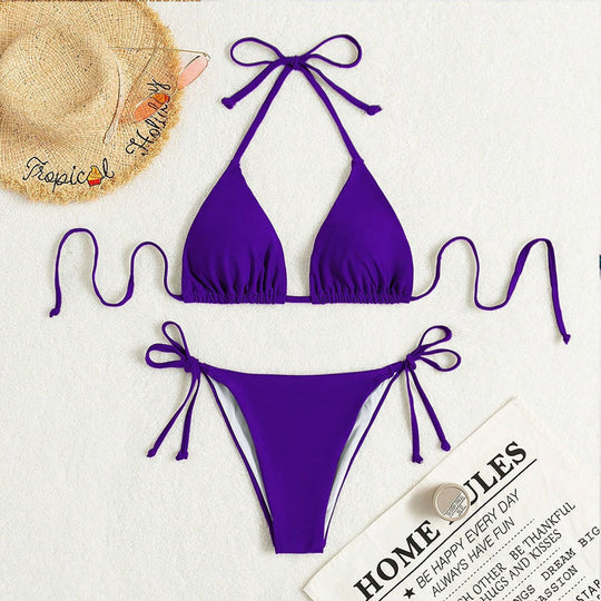 Damen Triangel-Bikini mit verstellbaren Trägern und raffiniertem Schnitt R&B