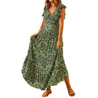 Damen Maxikleid mit floralem Design und zarten Rüschendetails R&B