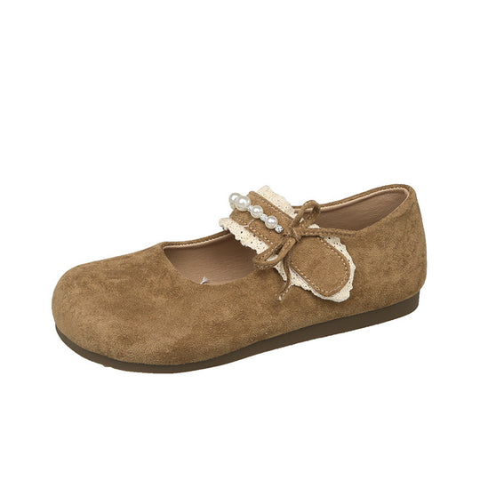 Damen Ballerina mit elegantem Schleifenverzierung und hochwertiger Plüschoberfläche R&B