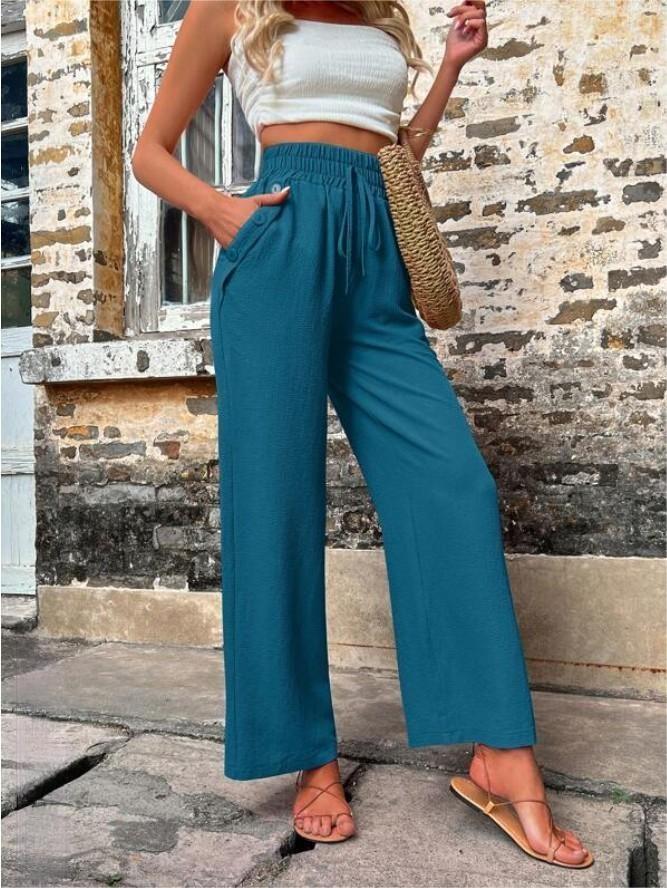 Damen Elegante Freizeit-Hosen mit elastischem Bund und seitlichen Taschen R&B