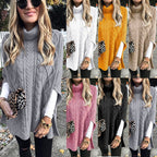 Damen Kuschelponcho mit hohem Kragen und Zopfmuster R&B