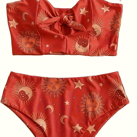 Damen Bikiniset mit strukturiertem Oberteil und hoch geschnittenem Hosenrock R&B