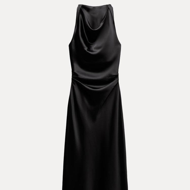 Damen Satin Maxikleid mit tiefem Rückenausschnitt