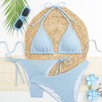 Damen Triangel-Bikini-Set mit verstellbaren Trägern und klassischem Karomuster R&B