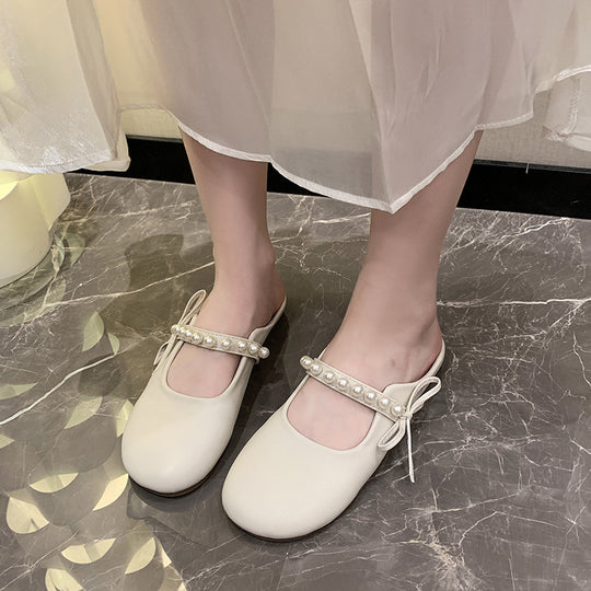 Damen praktische Ballerina-Schuhe mit Perlenverzierung R&B