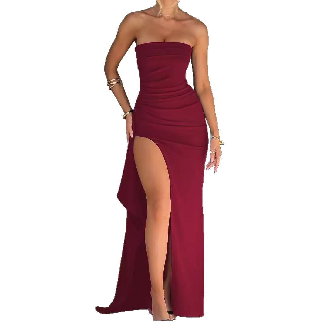 Damen Elegantes Off-Shoulder Abendkleid mit hohem Schlitz und tailliertem Schnitt R&B