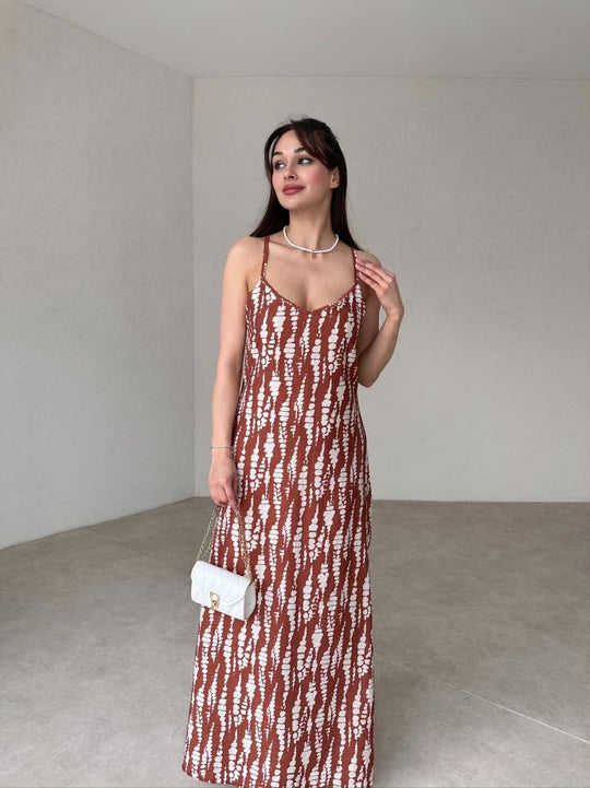 Damen Maxikleid mit feinem Blockstreifenmuster R&B