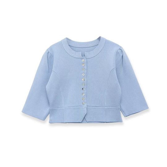 Damen elegantes Cardigan mit feinem Rippenmuster und dekorativen Knöpfen R&B