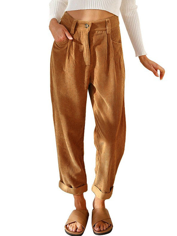 Damen High-Waist Bundfaltenhose R&B