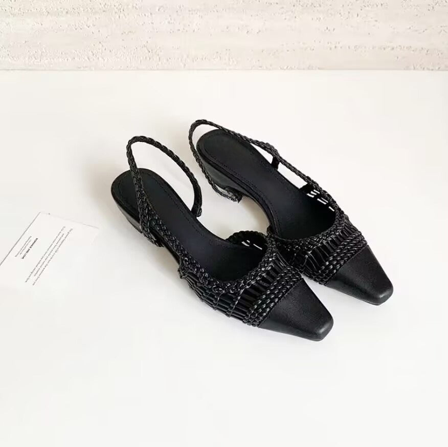 Damen Slingback-Pumps mit modischem Flecht-Design und elegantem Spitzenzeh R&B