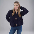 Damen Strickjacke mit kreativen Knopfdetails und seitlichen Taschen R&B