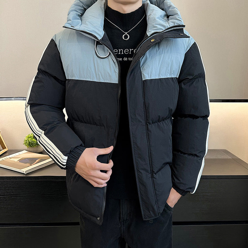 Herren modische und warme Steppjacke mit verstellbarer Kapuze R&B