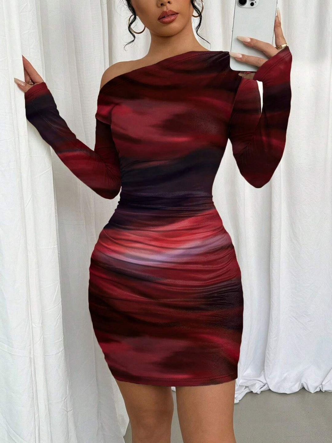 Damen Minikleid mit asymmetrischem Design und figurformendem Schnitt R&B