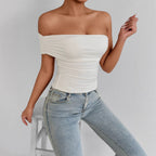 Damen Off-Shoulder Oberteil mit raffinierten Rüschendetails R&B