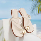 Damen Elegante Zehensteg-Sandalen mit geschmeidigem Riemendesign und luxuriösem Akzent R&B
