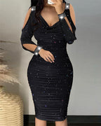 Damen figurbetontes Sternen-Muster Kleid