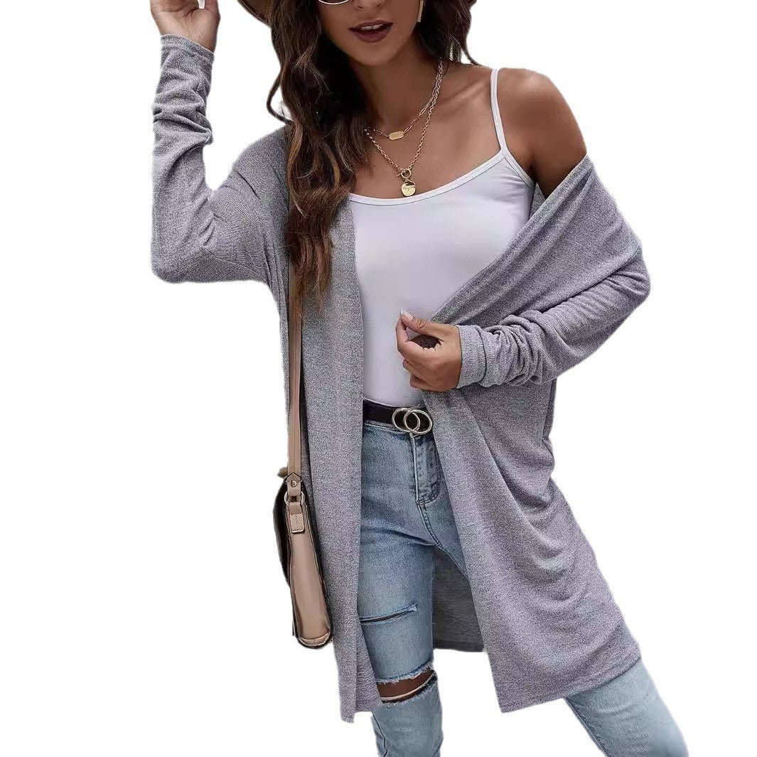Damen Offener Cardigan mit langem Schnitt R&B