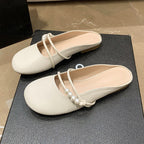 Damen elegante Mules mit Perlenschnürung und komfortablem Fußbett EB