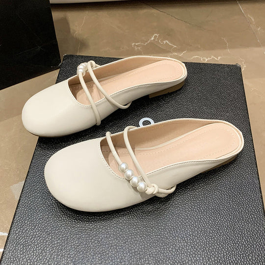 Damen elegante Mules mit Perlenschnürung und komfortablem Fußbett R&B