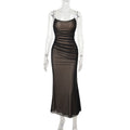 Damen figurbetontes Maxikleid mit elegantem Rüschendesign R&B