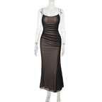 Damen figurbetontes Maxikleid mit elegantem Rüschendesign R&B