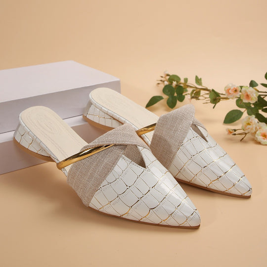 Damen Elegante und stilvolle Mules mit metallic Akzent R&B