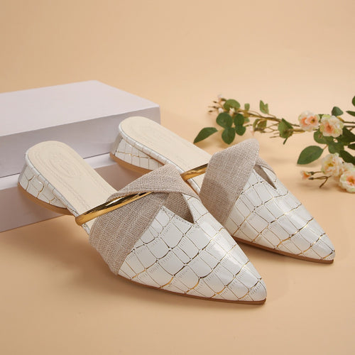 Damen Elegante und stilvolle Mules mit metallic Akzent R&B