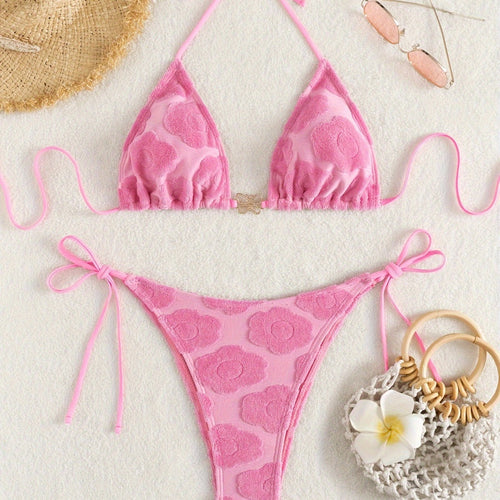 Damen Bikini-Set mit raffiniertem Blumenmuster und verstellbaren Trägern R&B