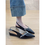 Damen elegante Slingback-Pumps mit funkelnder Schmuckverzierung
