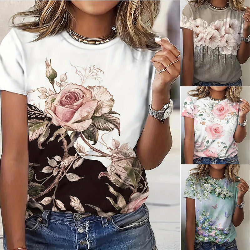 Damen T-Shirt mit floralem Design und modernem Schnitt R&B