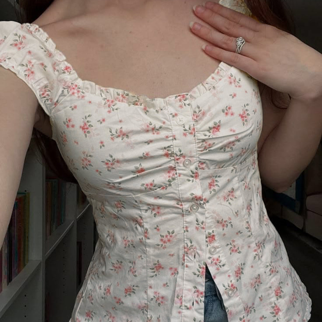 Damen Blusenshirt mit floralem Design und Rüschendetails R&B
