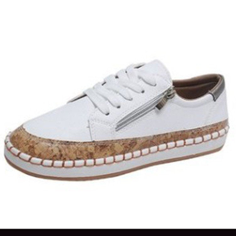 Damen modische Sneakers mit elegantem Reißverschluss und Korksohle R&B