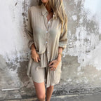 Damen Blusen-Shorts-Set mit Oversize-Schnitt – R&B