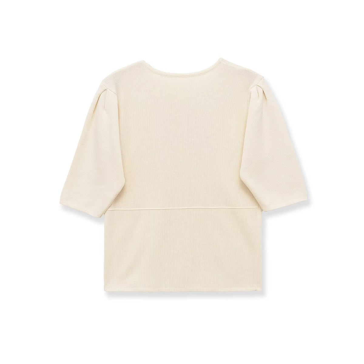 Damen kurzärmlige Strickjacke mit Knöpfen und raffinierter Raffung R&B