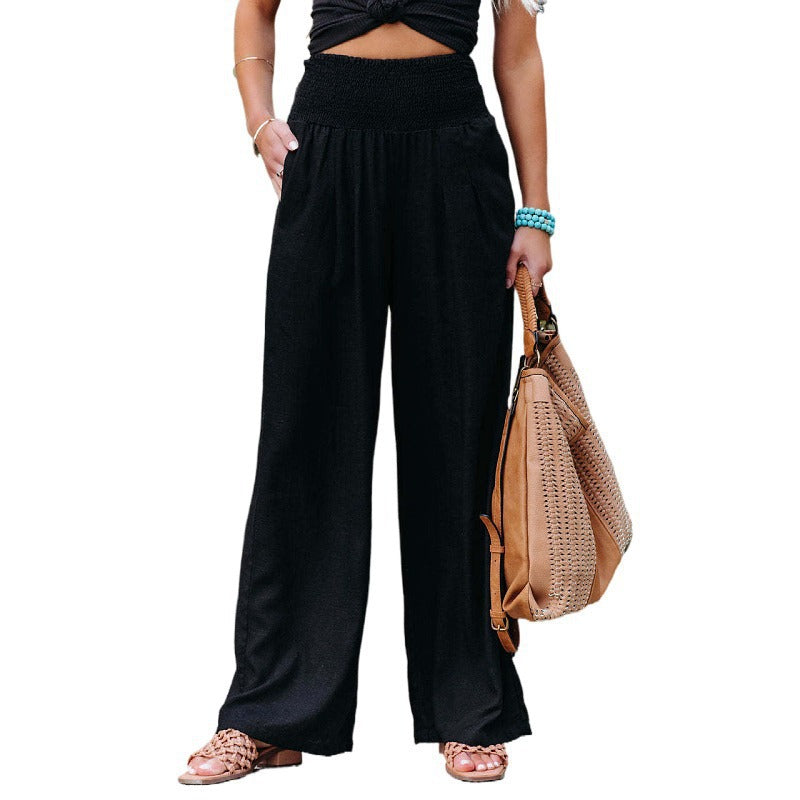 Damen weite Sommerhose mit elastischem Bund und komfortablem Schnitt R&B
