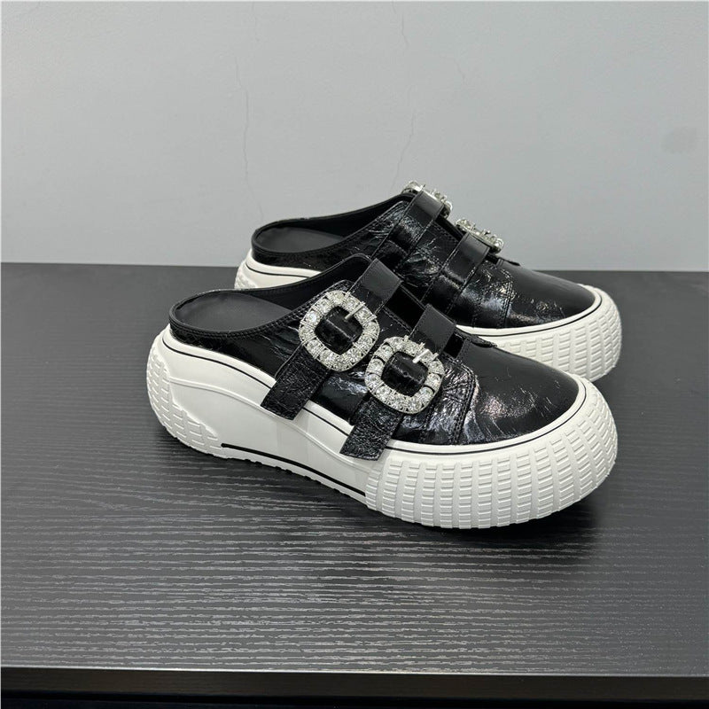 Damen modische Clutch-Sneaker mit dekorativen Strassschnallen R&B
