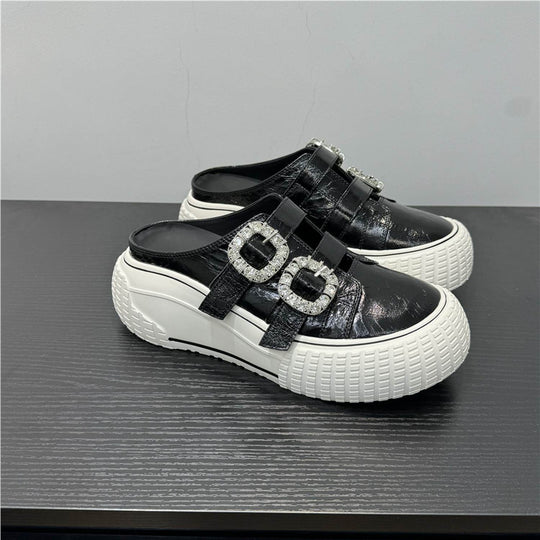 Damen modische Clutch-Sneaker mit dekorativen Strassschnallen R&B